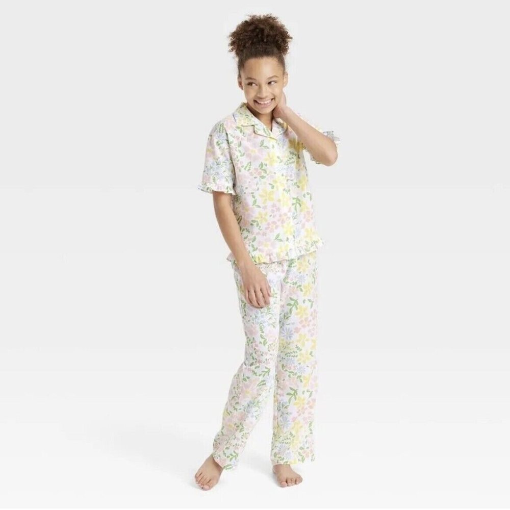 Girl's Lightweight Sleepwear Floral Pajama Set 2 PC Size 8